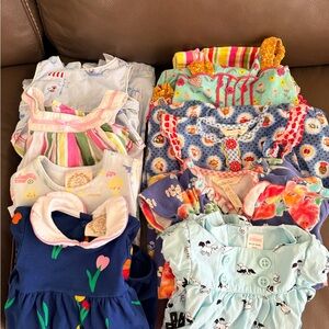 Baby Girls Mixed Dress Bundle - Colorful Floral & Stripe Prints Size 18-24 month